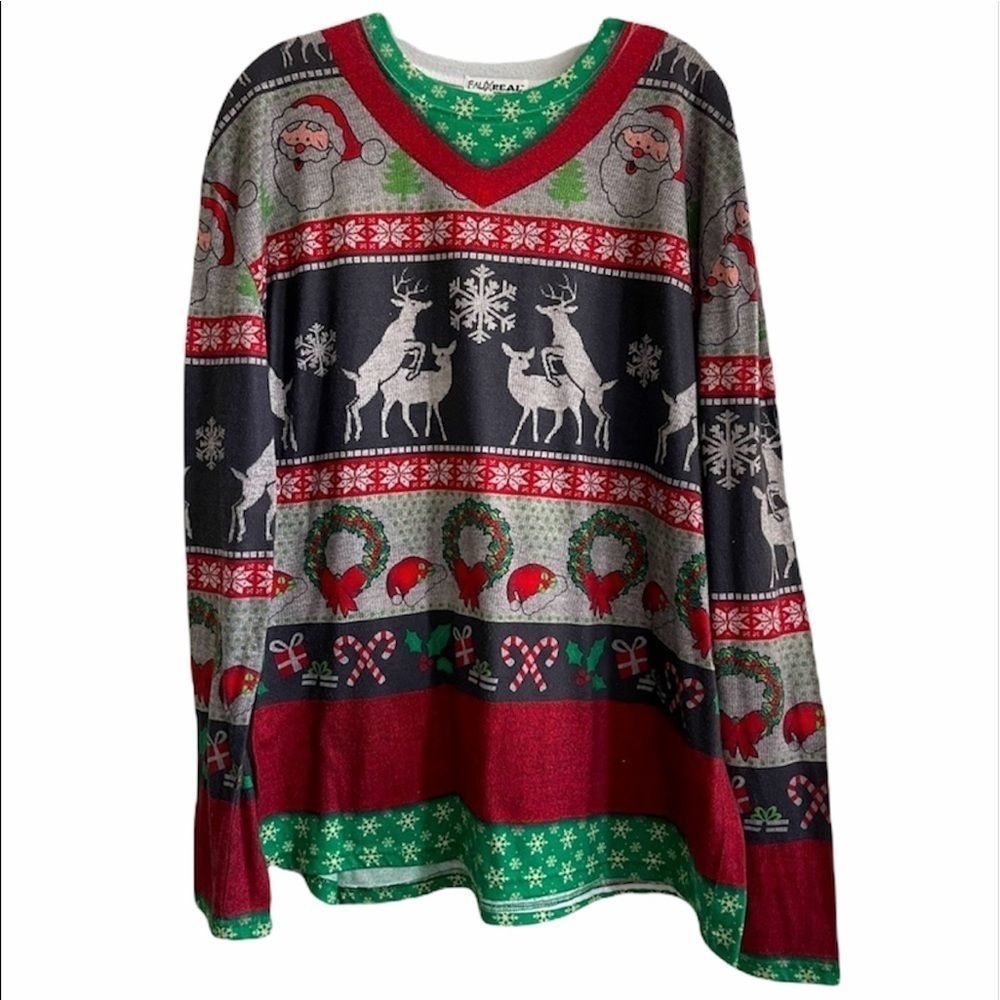 Christmas Holiday sweater XL unisex naughty reindeer